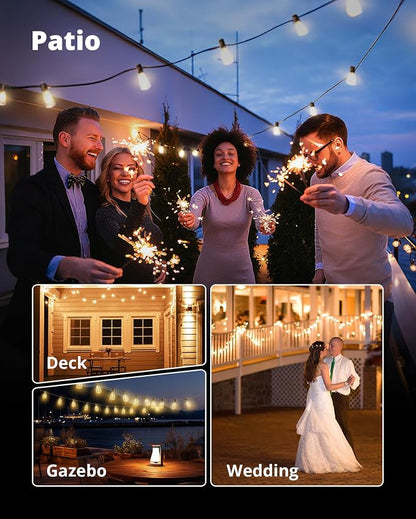Outdoor String Lights 120FT, Outdoor Party Light with 58 Edison Lights Bulb | Patio Lights Outdoor Waterproof, LED Outside Hanging Light Connectable for Backyard, Porch, Garden, yard, Bistro, 2700K