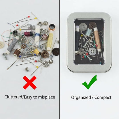 2Pcs Magnetic Needle Case with Transparent Lid, Holder Needles Pins Needlepoint Scissors Under 3.26inch/8.3cm, Magnet Storage Box for Sewing Craft Knitting Embroidery Organizer