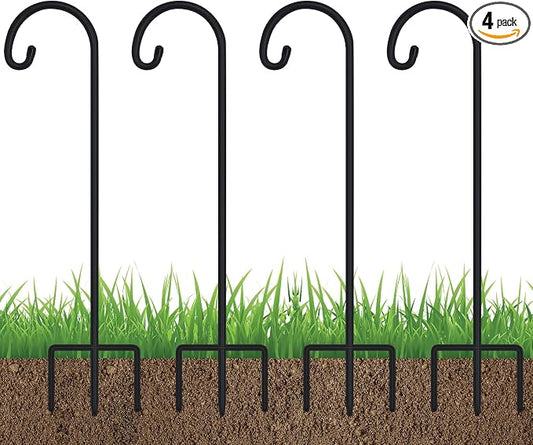 FEED GARDEN Adjustable 32 Inch Shepherd Hooks Thick Rust Resistant Steel Shepard Hooks for Outdoor Hanging Lanterns, Bird Feeders, Solar Lights, Weddings Decor 4 Pack