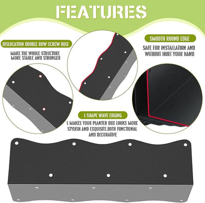 8-Pack Heavy-Duty Metal Corner Brackets for Raised Garden Beds (11"x3"x3") - L-Shaped Reinforced Connectors with Short/Long Screws, Fits 20"-24" Bed Edges & Wooden Shelves/Cabinets