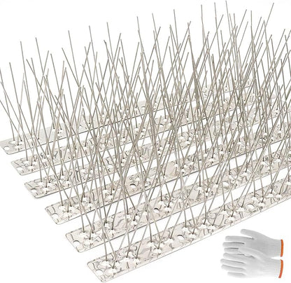 QIEGL Bird Spikes 304 Stainless Steel for Coverage 50Ft 46pcs Pigeons Anti Bird Spike Small Birds Sparrow Metal Fence Spikes (46 Pack Uninstalled)
