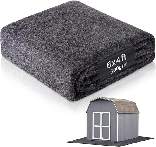 6 x 4 Ft Storage Shed Floor Mat—Waterproof PE Backing, 500g/㎡ Thick, Washable, Dustproof, and Anti-Slip Pad for Patio, Motorcycle, and Carport to Protect Flooring from Wear