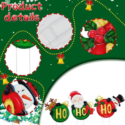 3 Pack Metal Christmas Yard Signs Decor for Multiple Stacked, Christmas Yard Stakes Ball Fall Yard Decor for Outside Garden Lawn Porch