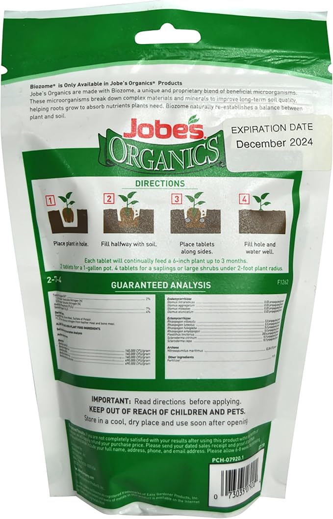 Jobe's Organics Fast Start Planting Fertilizer Tablets, Organic Fertilizer for Transplants, Seedlings, and New Growth, 20 Count
