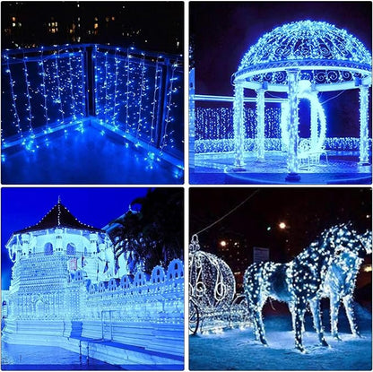 300 LED Blue Outdoor Indoor String Lights, Safety Plug in 8 Modes 108Ft Twinkle Lights,Christmas Tree Wire Fairy Lights for Bedroom, Party Decor(300Led-Blue)