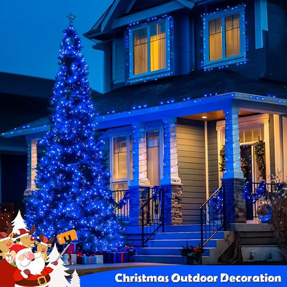 JMEXSUSS 2 Pack Solar String Lights Outdoor, Total 66 FT 200 LED, Blue | Waterproof, 8 Modes, Solar Christmas Lights for Outside Patio Christmas Tree Garden Yard Xmas Decorations