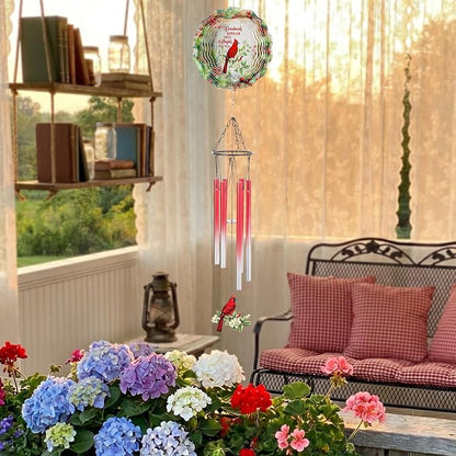 Cardinal Gifts Wind Chimes - Metal Windchimes with 3D Wind Spinner | Outdoors Garden Patio Lawn Yard Indoor Balcony Decor Home Art Hanging Birthday Gift for Women Men Mom Grandma Friends