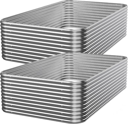2 Pack Tall Galvanized Raised Garden Bed Outdoor, Metal Garden Bed for Vegetables, Above Ground Garden Box for Flower, Steel Raised Beds for Gardening - 3x2ft