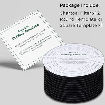 Perfnique Compost Bin Charcoal Filters, 12 Pack Filter Replacement for Compost Bucket, Kitchen Compost Bin Countertop Filters, Longer Lasting Activated Carbon Filters for Kitchen Pail Composter