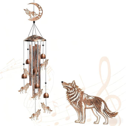 Wolf Wind Chimes Outdoor Wolf Gifts for Women/Men/Mom/Grandma Birthday Gifts Memorial Gift Metal WindChimes for Outside/Indoors, Home, Lawn, Porch, Patio, Garden Decor, Yard Decorations