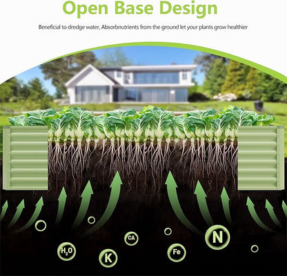 8x4x2FT Galvanized Raised Garden Bed,Galvanized Planter Boxes Outdoor, Large Metal Raised Garden Beds for Vegetables-Green
