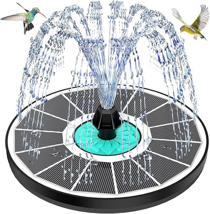 Solar Fountain Cyan Flower, Upgrade 3.5W Solar Bird Bath Fountains, Solar Powered Water Fountain with 7 Nozzles, 4 Fixed Pipes for Hummingbirds, Bird Bath, Garden, Pool, and Pond
