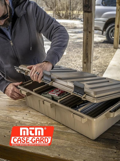 MTM ACDC50, Divided Ammo Crate Utility Box, Water Resistant, Ammo Storage Box, Lockable Storage Keeping Ammo Safe, Survival or Hunting Gear, Made in USA, Dark Earth