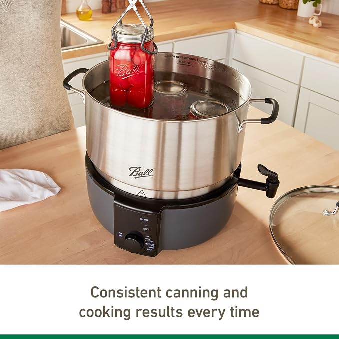Ball EasyCanner Electric Water Bath Canner, 21-Quart Capacity, Automated Heating, Multicooker & Steamer Functionality