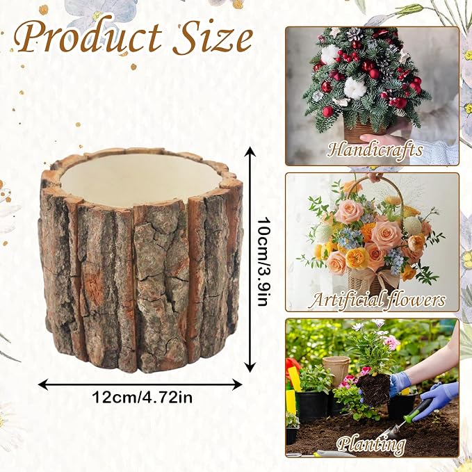 12 Pcs Wooden Vases for Centerpieces, Wood Flower Vase Rustic Tree Stump Planter Pots for Woodland Party Wedding Window Home Farmhouse Christmas Table Decor