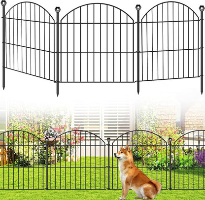 Decorative Garden Fence 24in (H) x20ft (L), 10 Pack No Dig Fence Animal Barrier for Dog, Arched Flower Bed Edging, Wire Border Panel Fencing for Yard Patio Outdoor Decor