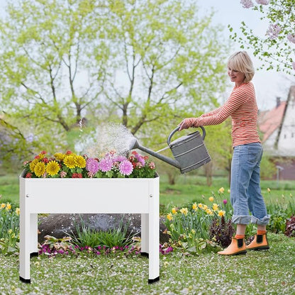 PROXRACER Raised Garden Bed with Detachable Legs Elevated Metal Planter Box for Growing Fresh Herbs Vegetables Flowers Succulents&Other Plants for Outdoor Backyard Patio Deck Balcony White S