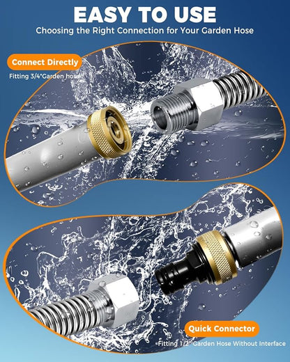 Jet Nozzle Power Washer for Garden Hose with 2 Different Nozzles and Quick Connectors, 2026 Upgrade 17 inch 2-In-1 High Pressure Wand for Patio Car Pet Garden Outdoor Cleaning (Gray)