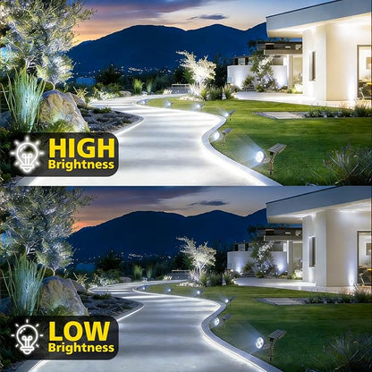 T-SUN Solar Spotlights Outdoor, 4 LED IP65 Waterproof Solar Landscape Spotlights, Dusk to Dawn Solar Lights for Trees, Yard, Garden, Pathway, Patio, Pool Area (White-4 Pack)