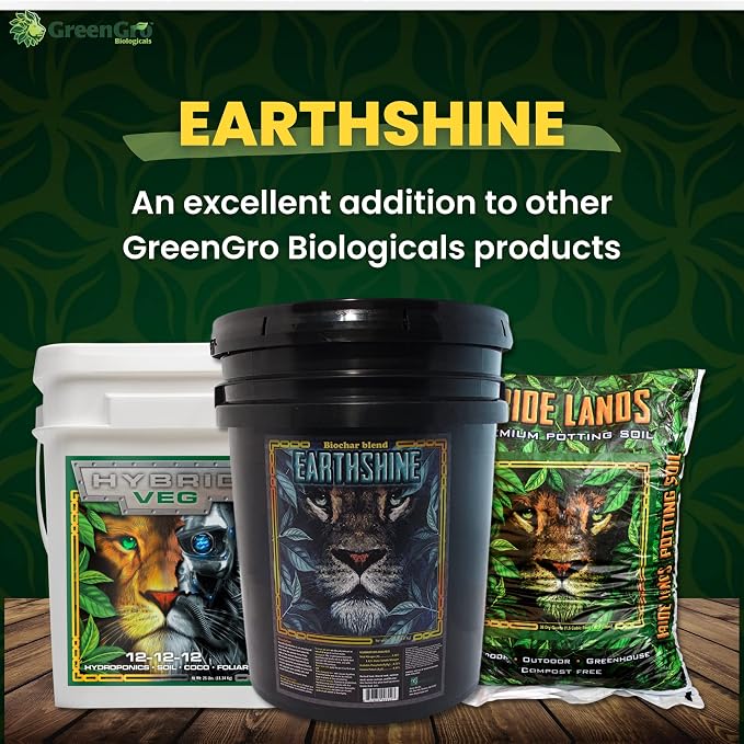 GreenGro Earthshine | Fortified Biochar & Humic Acid Soil Amendment | Glacial Rock Dust + Worm Castings | Recycle Old Soil, Boost Compost Tea & Mycorrhizae | Indoor & Outdoor | 5 lb