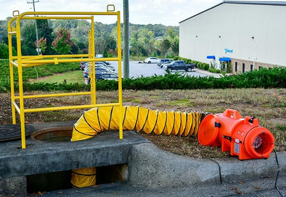 Allegro Industries-9533-25 32" X 13 12" X 14 12" 831 cfm 13 hp 115 VAC 3 A Motor Polyethylene Com-Pax-Ial Blower with Canister and 8" X 25' Duct,Orange