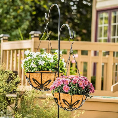 Kingbuy Metal Hanging Basket for Plant Planter with Coconut Fiber Liner Chain Wire Holder 12 Inch Flower Pot Indoor Outdoor Patio Lawn Garden Decor, Butterfly Pattern, 2 Pack