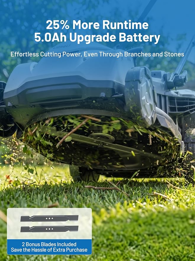 Litheli 18" Self-Propelled Lawn Mower, 40V Battery Lawn Mower(2 x 5.0Ah), Push Mower with Brushless Motor, 2-in-1 Mulching & Bagging