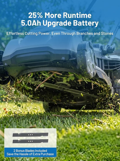 Litheli 18" Self-Propelled Lawn Mower, 40V Battery Lawn Mower(2 x 5.0Ah), Push Mower with Brushless Motor, 2-in-1 Mulching & Bagging