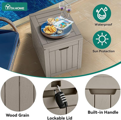 YITAHOME 30 Gallon Deck Box Outdoor Storage Box | Waterproof Resin Package Delivery and Storage Box with Lockable Lid for Patio Furniture Cushions, Pool Accessories, Garden