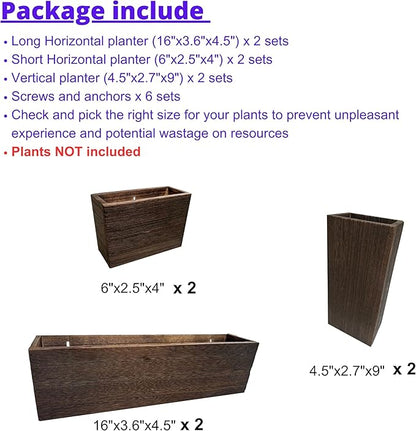 LaLaGreen Wood Planter Box for Plants (6 Pack) Wall Planters for Indoor | Wooden Box Indoor Plant Holder Vase for Dried Flowers, Modern Farmhouse Decor Living Room Bedroom Kitchen Office Home Garden