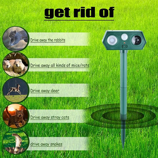 Cat Repellent Outdoor,Solar Animal Repellent Outdoor, Deer, Squirrel, Mouse Ultrasonic Repellent Etc,Devices Motion Detection Waterproof with LED Flash Lights for Yard Farm Garden (1)