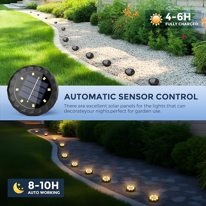 SOLPEX Mini Solar Ground Lights, 20 Pack Pathway Solar Lights Outdoor Waterproof, Garden Lights for Driveway Walkway Yard Landscape (Warm White)