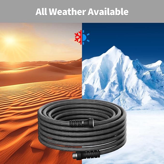 Garden Hose 75ft x 5/8",Flexible Water Hose,Lightweight Braided Hose with Swivel Handle,Leak-Free Connections, Male to Female Fittings, Kink Resistant Durable Hybrid Hose,Grey