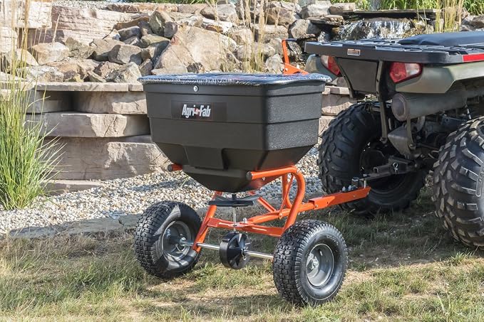 Agri-Fab Tow Behind ATV/UTV Broadcast Spreader for Seed, Fertilizer, Salt and Ice Melt, 185 lb Capacity with 12 Ft Spread Width