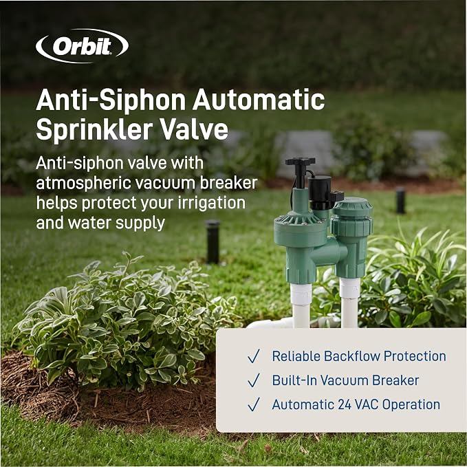 1-Pack Orbit 57623 3/4" FPT 100 Series Anti-Siphon Automatic Sprinkler Valve with Flow Control