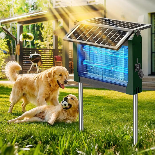 Solar Bug Zapper Outdoor with Dual Solar Panels, PhatroyYee 4500V Cordless Waterproof Mosquito Zapper, Auto On/Off, USB-C & Solar Powered Electric Fly Zapper Trap Killer for Patio Backyard RV Camping