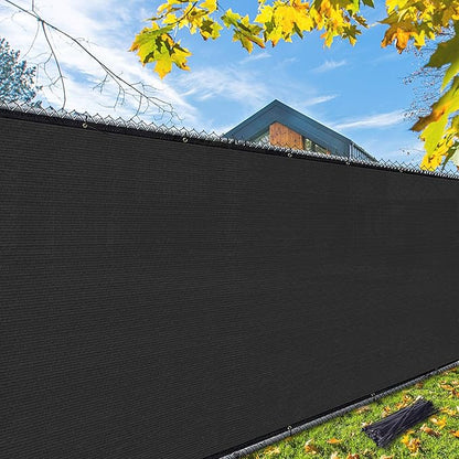 iCover 5x12ft Privacy Screen Fence, Outdoor Fencing Panels, Garden Windscreen Mesh Shade Sail Net Barrier, Fence Privacy Screen Reinforced Bindings and Brass Grommets Cable Zip Ties, Black