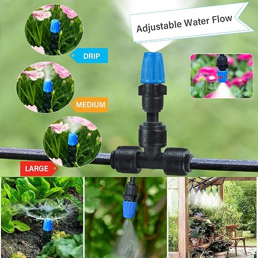 243FT Drip Irrigation Kit, Drip Irrigation System with 1/2'' Hose1/4 Drip Irrigation Tubing, 2026New Quick-Connect, Three Adjustable Nozzle Types for Garden Greenhouse Flower Bed Patio Lawn