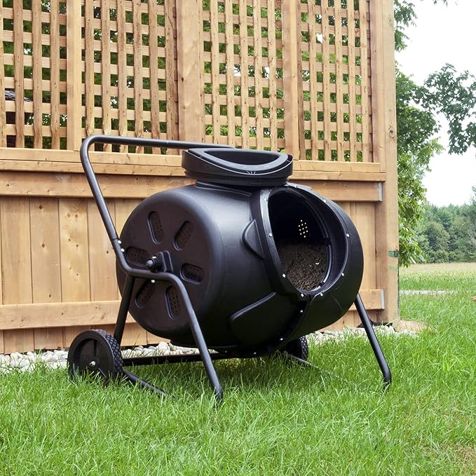 KoolScapes Wheeled Tumbling Composter, 50-Gallon, Black