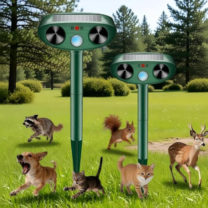 2026 Upgraded Solar Ultrasonic Animal Repellent Outdoor, Deer Repellent Devices Outdoor, Cat Repellent Waterproof with Motion Sensor, Squirrel Raccoon Skunk Deterrents for Yard (2-Pack)