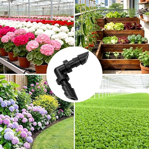 70 Pack 1/4" Drip Irrigation Elbow Fittings：1/4'' Drip Line Double Barbed 90 Degree Elbow Connectors for 1/4 Inch Irrigation Tubing Plastic Micro Fittings for Garden Drip Systems