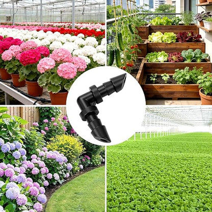 70 Pack 1/4" Drip Irrigation Elbow Fittings：1/4'' Drip Line Double Barbed 90 Degree Elbow Connectors for 1/4 Inch Irrigation Tubing Plastic Micro Fittings for Garden Drip Systems