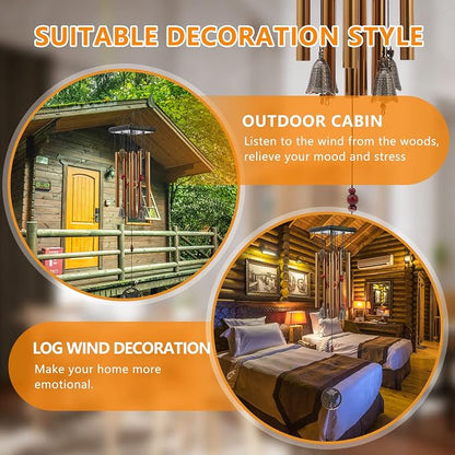 Chinese Traditional Retro 8 Tubes 5 Bells Bronze Yard Garden Outdoor Living Wind Chimes 60cm