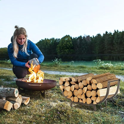 DNKMOR 30INCH Firewood Rack for Outdoor&Indoor,Heavy Duty Stable Log Holder for Fireplace Wood,Durable Metal Wood Storage Rack