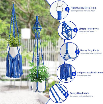 SFENNGPET Macrame Plant Hangers, 6Pack Hanging Planters for Indoor Plants w/ 6 Set Hangers Kit Handmade Macromay Plant Hangers Indoor Flower Pots Holder Stand for Boho Home Décor (POTS NOT Included)