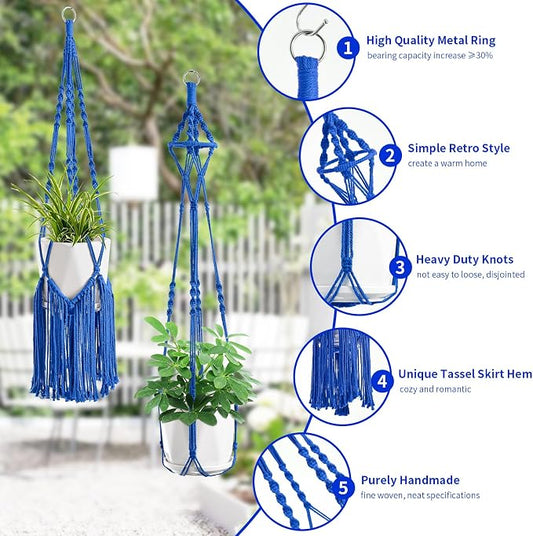 SFENNGPET Macrame Plant Hangers, 6Pack Hanging Planters for Indoor Plants w/ 6 Set Hangers Kit Handmade Macromay Plant Hangers Indoor Flower Pots Holder Stand for Boho Home Décor (POTS NOT Included)