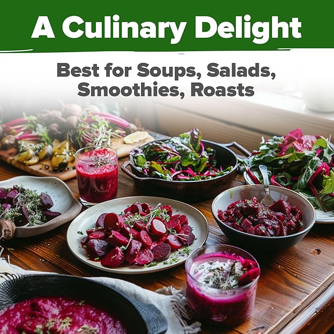 HOME GROWN Detroit Dark Red Beet Seeds 500+ Heirloom Non GMO Seeds for Planting, High Germination, Sweet & Tender Root Vegetable, Edible Greens, Canning, Pickling, Winter Storage (Beta vulgaris)