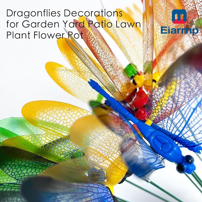 3D Decorative Dragonfly Garden Stakes Dragonflies Garden Decorations for Yard Patio Lawn Plant Flower Pot Decor, 25 Pcs