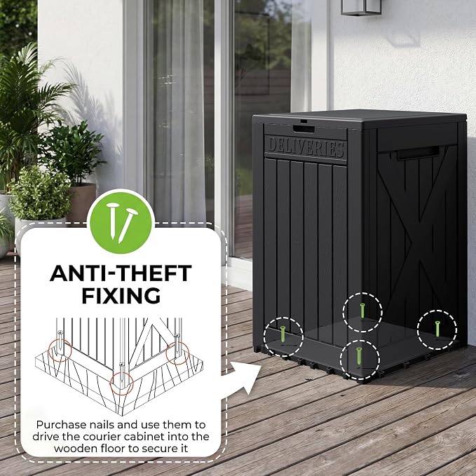 Greesum 52 Gallon Extra Large Deck Box with Lock, Heavy-Duty Resin Outdoor Storage Container, Waterproof Lockable Chest for Patio Furniture, Garden Tools, Pool Equipment, Dark Black