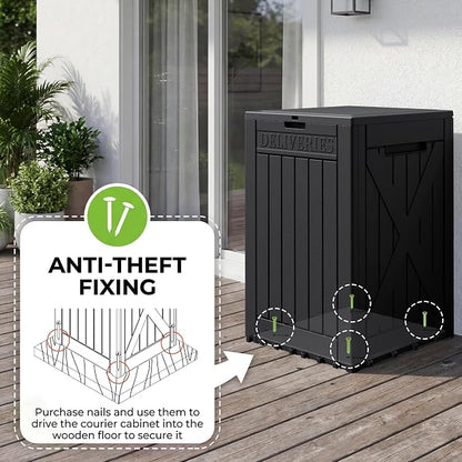 Greesum 52 Gallon Extra Large Deck Box with Lock, Heavy-Duty Resin Outdoor Storage Container, Waterproof Lockable Chest for Patio Furniture, Garden Tools, Pool Equipment, Dark Black